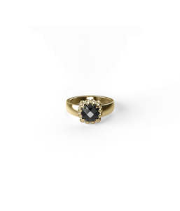 Jewellery: BABY CLAW RING ONYX - GOLD VERMEIL