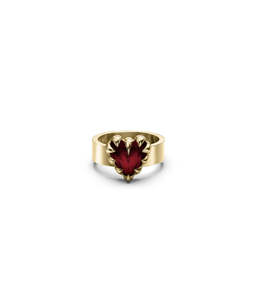 LOVE CLAW RING GARNET - GOLD VERMEIL