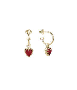 Earrings Collection All: LOVE CLAW ANCHOR EARRINGS GARNET - GOLD PLATED