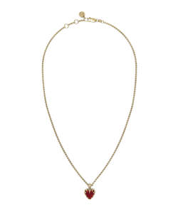 Necklaces: LOVE CLAW NECKLACE GARNET - GOLD PLATED
