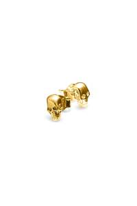 Gold Goldplated: TINY BABY SKULL EARRINGS - YELLOW GOLD PLATED