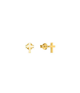 Gold Goldplated: TINY STOLEN CROSS EARRINGS - YELLOW GOLD PLATED