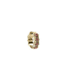 Earrings Collection All: HALO CLUSTER HUGGIE EARRING GARNET- GOLD PLATED - SINGLE