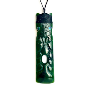 Greenstone: NZ Greenstone Toki With Manaia Tougue 120mm