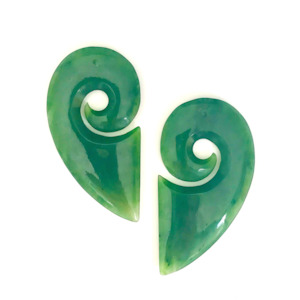 Greenstone: NZ Greenstone Double Heart His And Hers 65mm