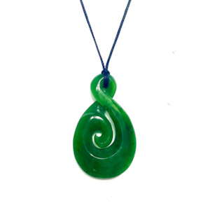 Pikorua Twist: NZ Greenstone Pendant - Twist & Koru 54mm