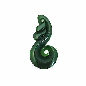 Koru: New Zealand Greenstone Pendant - Hook With Koru 50mm