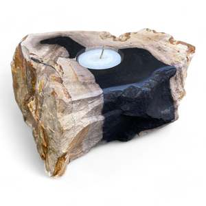 Petrified Wood Single Tealight Candle Holder 180mm x 130mm (2735)