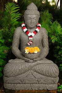 Bali Pot Planters: Bali Buddha Statue With Pot Planter Hand Carved Stone 1200mm Height (777)