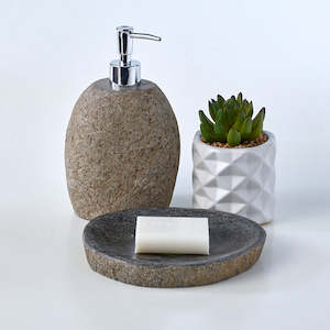 Bathroom Sets: Luxury 2 Piece Raw Stone 100mL Set Soap Dish & Lotion Dispenser