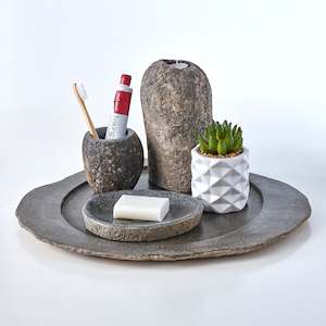 Bathroom Sets: Luxury 4 Piece Raw Stone Bathroom Set & Candle Holder