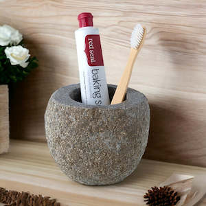 Bathroom Sets: Natural Stone Luxury Toothbrush & Toothpaste Holder
