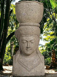 Bali Statue With Pot Planter Hand Carved Stone 1000mm Height(796)