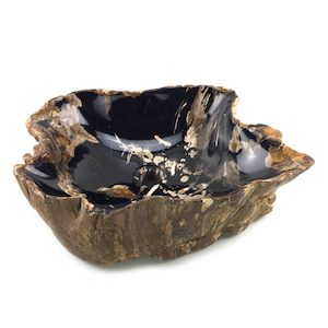 Petrified Wood Basin: Rare Petrified Wood Stone Basin 50.5cm x 37.5cm x 13.5/14.5cm (1619)
