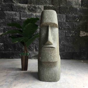 Easter Island Statue Hand Carved Stone 1000mm x 430mm x 350mm (1832)