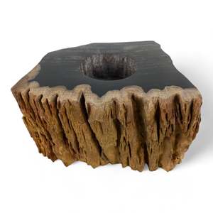 Petrified Wood Single Tealight Candle Holder 120mm x 110mm (2427)