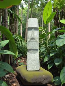 Easter Island Statue Hand Carved Green Stone 820mm StoneBase (3243)