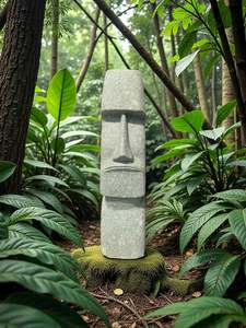 Easter Island Statue Hand Carved Green Stone 830mm StoneBase (3244)