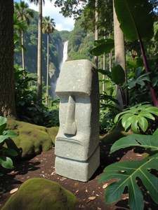 Easter Island Statue Hand Carved Green Stone 840mm (3214)