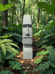 Easter Island Statue Hand Carved Green Stone 830mm StoneBase (3245)