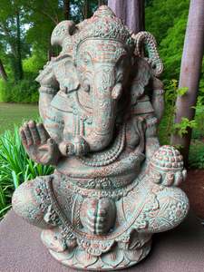 Buddha Outdoor Stone Garden Statue: Buddha Statue Ganesha Copper Green 800mm (3186)
