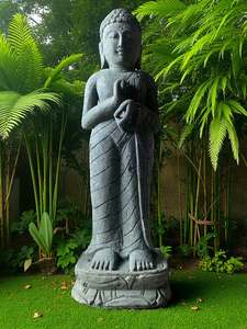 Buddha Outdoor Stone Garden Statue: Buddha Statue Teaching Hand Carved Green Stone 1000mm (3053)