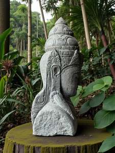 Buddha Outdoor Stone Garden Statue: Buddha Statue Dewi Lakshmi Carved Stone 840mm (3262)