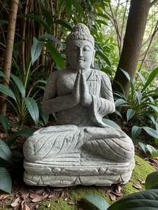 Buddha Statue Praying Hand Carved Stone 800mm (3049)