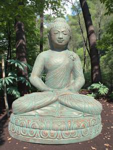 Garden Statue: Buddha Statue Copper Green Meditating Mudra 850mm (3072)