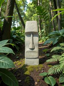 Easter Island Statue Hand Carved Green Stone 830mm (3215)