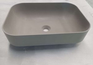 Basin Sale: Kea semi-recessed rectangle basin 500mm - Matte Cement Grey