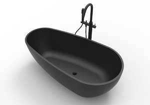 Large Baths Over 1800mm: Hugi Egg Shape Stone Bath - Black Series - 1830mm - B001