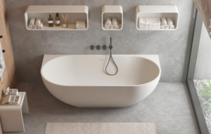 Back To Wall Baths: Justina Back-to-wall stone bath 1520mm - ST12 1520 BW