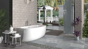Back To Wall Baths: Cambridge 1695 - Freestanding Back-To-Wall Bath -  1695mm