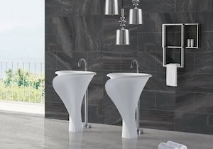 Freestanding Basins: Hugi Tulip Shaped Freestanding Basin - 900mm - B1395