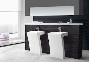Freestanding Basins: Hugi Solid Freestanding Stone Basin - Commercial or Powder Room - 830mm - B1393-1