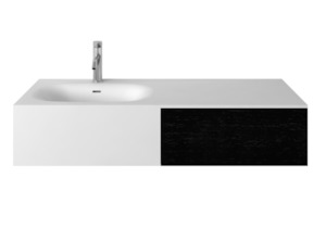Vanity Countertop Basins: Wall Hung Black Oak Vanity & Solid Basin - 1200mm - G38487