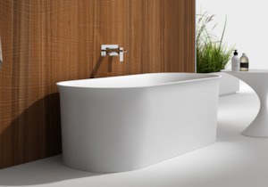 Gia Baths: Upright Freestanding Matte White Bath - 1520mm - G65178