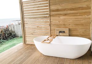 Justina Stone Baths Collection: Justina Outdoor Bath - Comfortably Fits 2 People - 1650mm - ST12