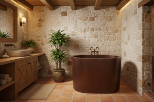 Small Baths Under 1500mm: Dark Antique Copper Soak Tub 1219mm - CBSMR32 1219