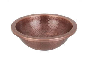 The Copper Bath Tub: Copper Basin Round Hammered 356mm - CBS356127