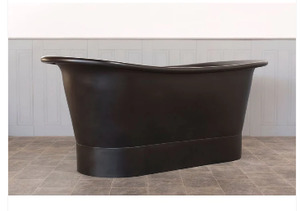 The Copper Bath Tub: Antique Smooth Black Copper Bath, Double Slipper 1700mm - CB5020-D67