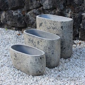 Garden Decor: Oval Terracotta Vases (Set of 3)