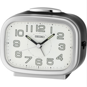 Alarm Clocks: Seiko Silver/White Bedside Alarm Clock - QHK060-S