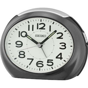 Alarm Clocks: Seiko Black/Grey Bedside Alarm Clock - QHE193-K
