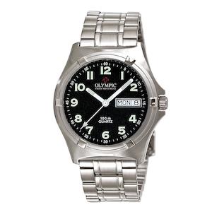 Olympic: Olympic Men's Black Dial Full figure Workwatch - 28566S