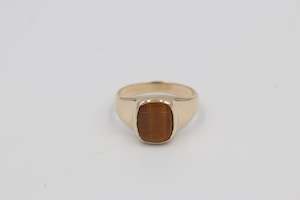 Gold Mens Ring: 9ct Gold Tigers Eye set Mens Ring