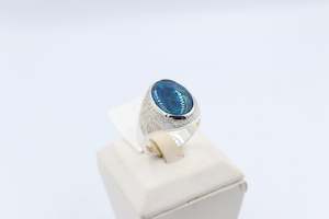 Stg Silver Mens Ring with Triplet Opal