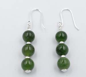 Greenstone Carving Collection: Stg Silver Set New Zealand Greenstone Drop Earrings SYE2020S