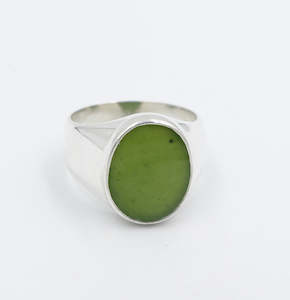 Stg Silver Ring with Greenstone ring ALX402